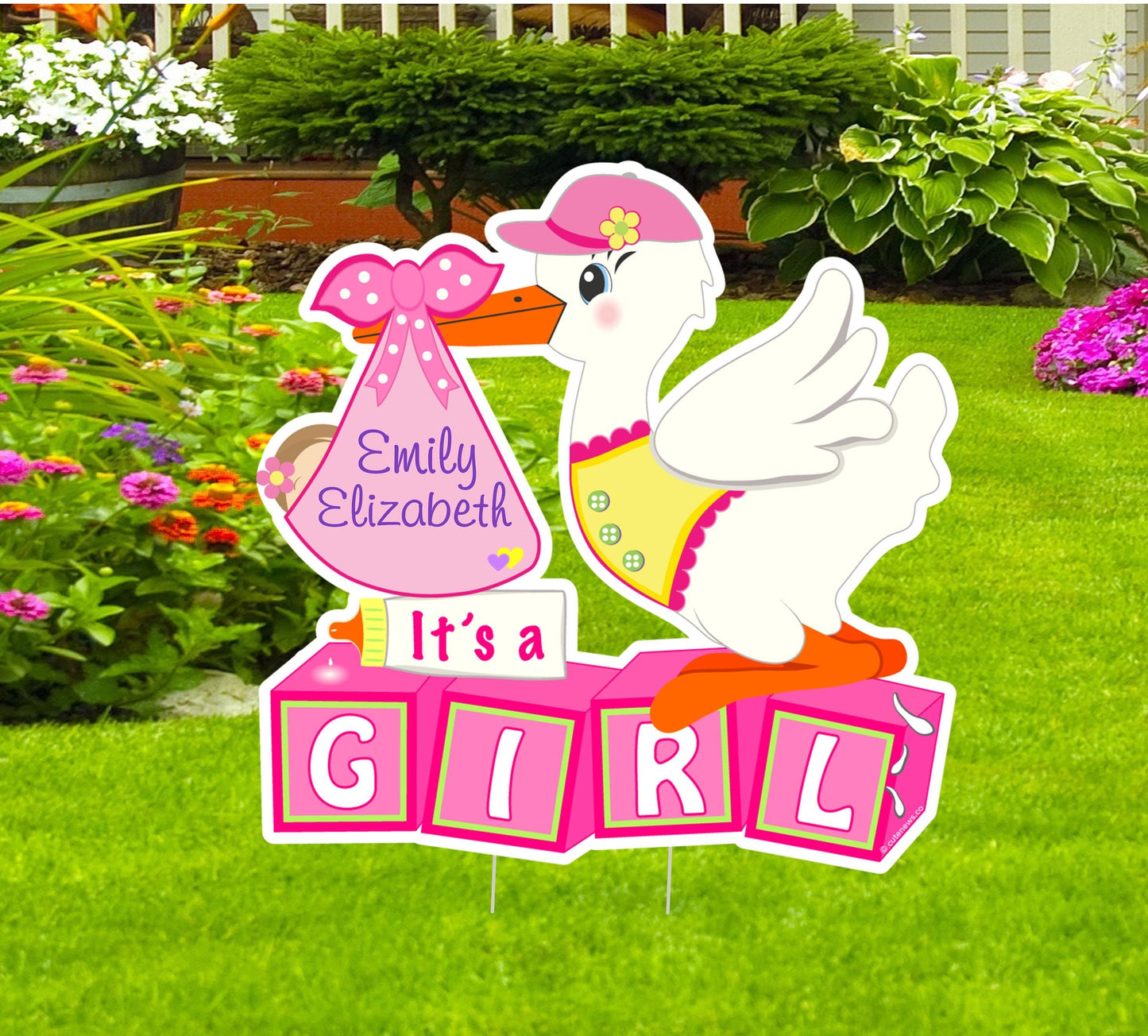 It’s a Boy Stork Yard Sign – New Baby Announcement Lawn Decoration – Newborn Welcome Home Sign – Pastel Baby Shower Party Decor