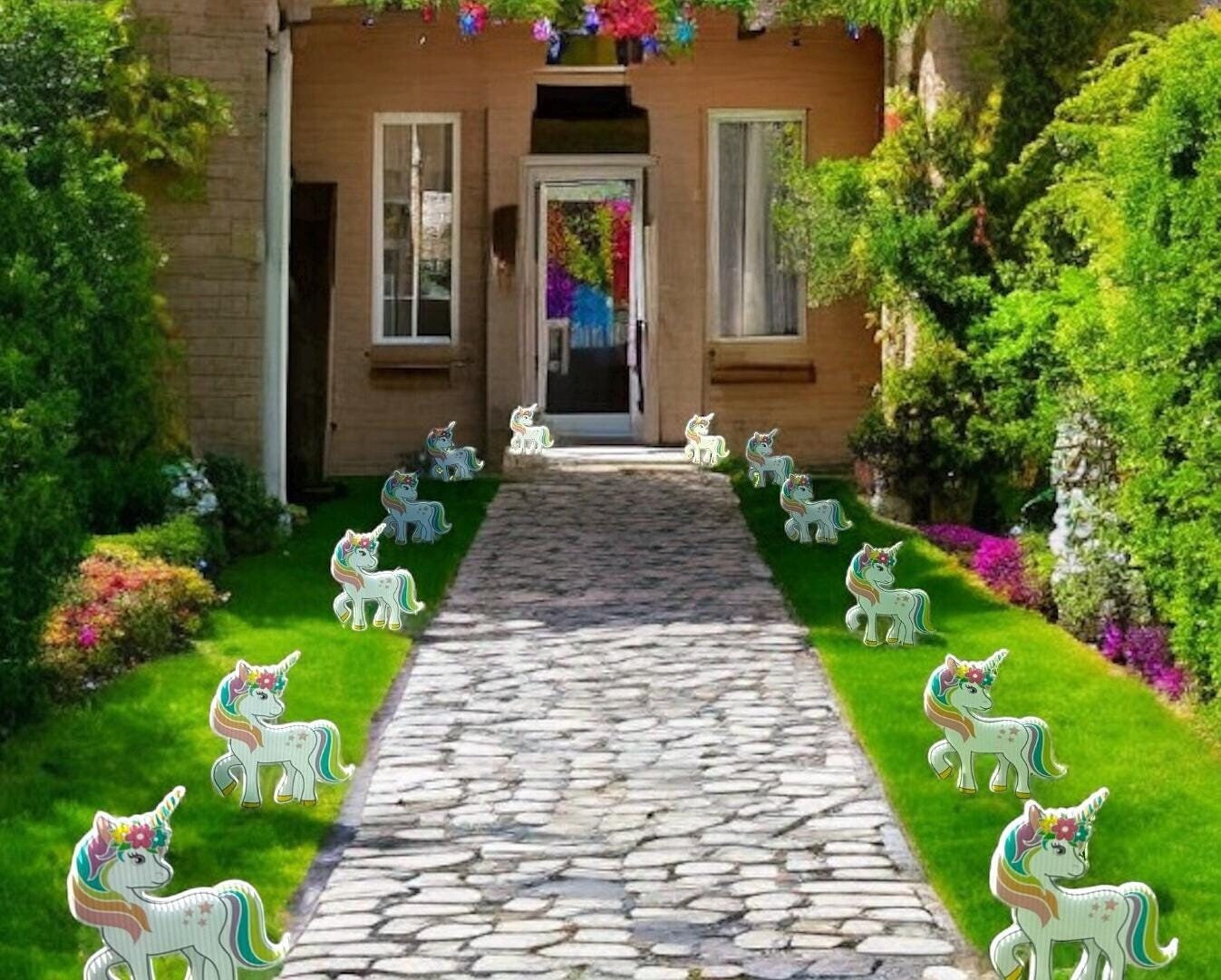 Unicorn Birthday Yard Signs: Magical Party Decor - Set of 12