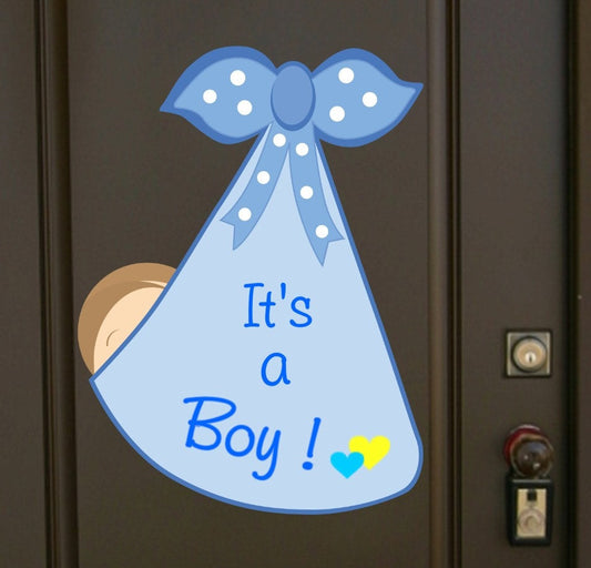 It's a Boy Sign: Stork Hospital Door Hanger, Baby Announcement, Outdoor Decor