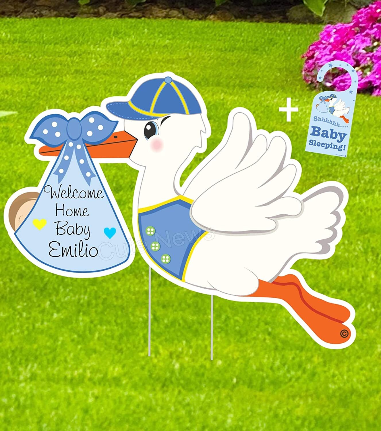 Stork Yard Sign: Welcome Home Baby Announcement - Custom Name