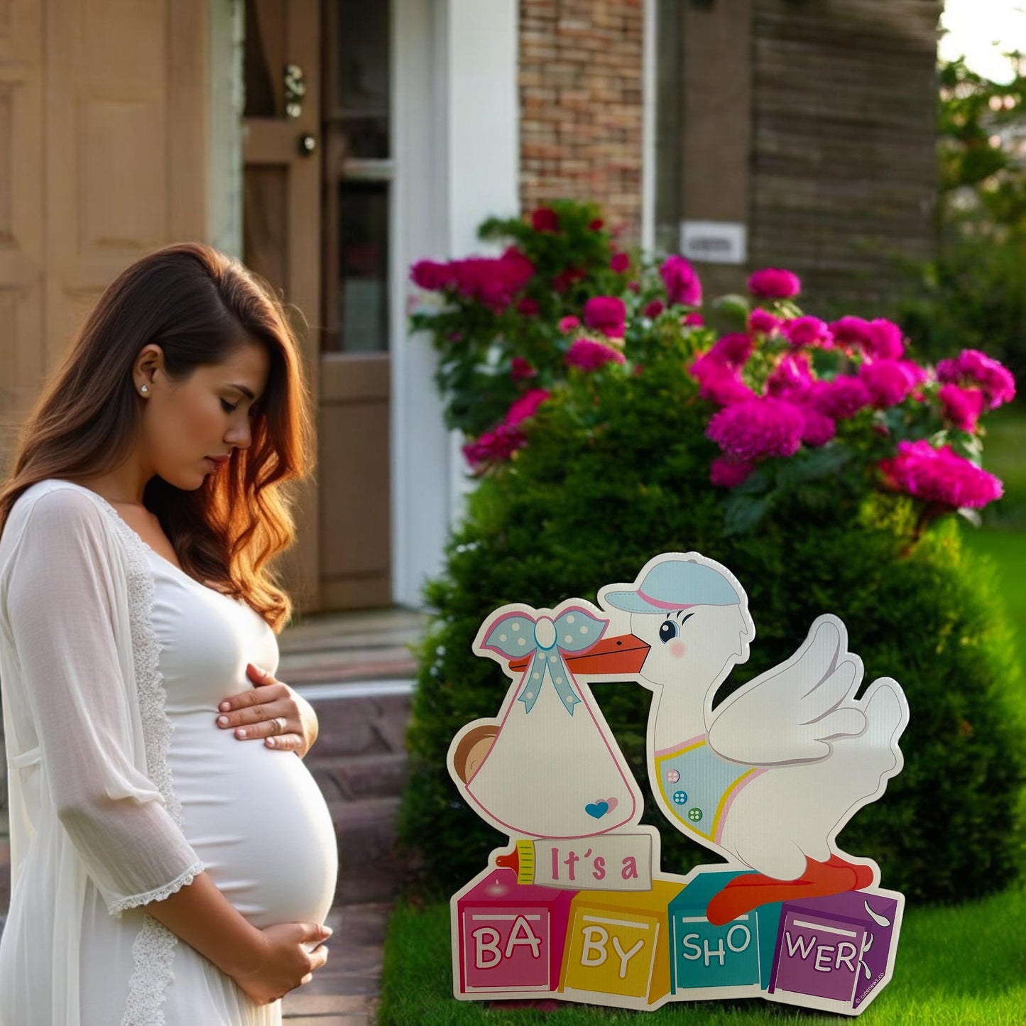 Stork Baby Shower Yard Sign: Gender Neutral Welcome Sign, Outdoor Decoration