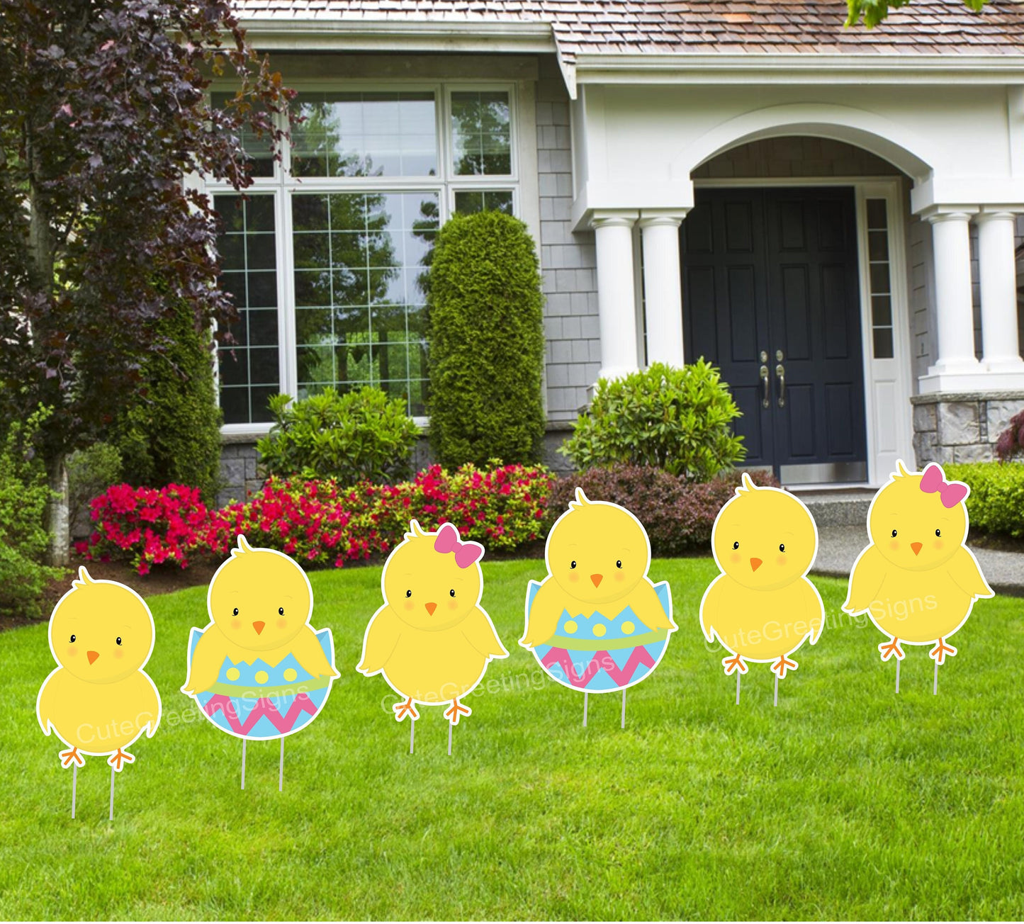 Easter Yard Sign Set: Chicks, Bunnies & Eggs - Outdoor Holiday Decor