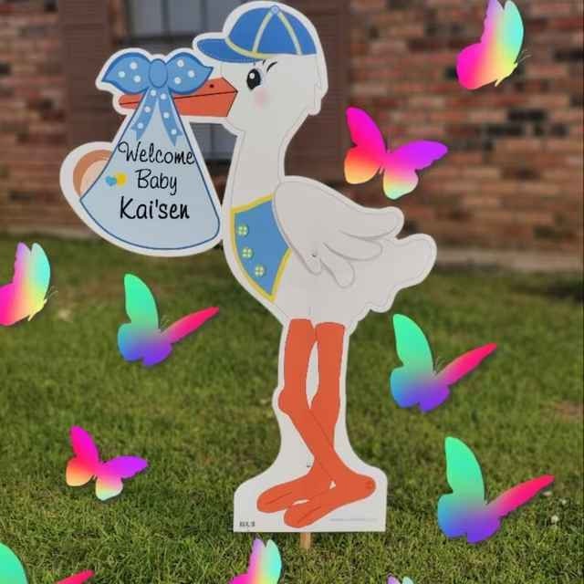 Stork Lawn Sign, Welcome Home Baby Yard Decoration, Its a Girl, Boy Decor, Outdoor Gender Neutral Birth Announcement, Newborn Arrival Gift