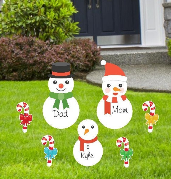 Snowman Family Christmas Yard Signs: Holiday Lawn Decoration Set