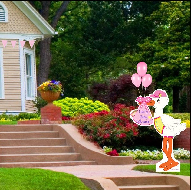 Personalized Stork Baby Shower Yard Sign: Pink or Blue Welcome Banner