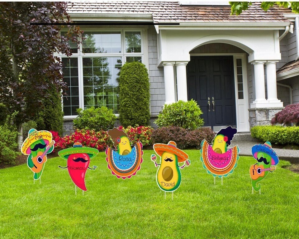 Personalized Cinco de Mayo Yard Signs: Mexican Fiesta Mariachi Lawn Decor