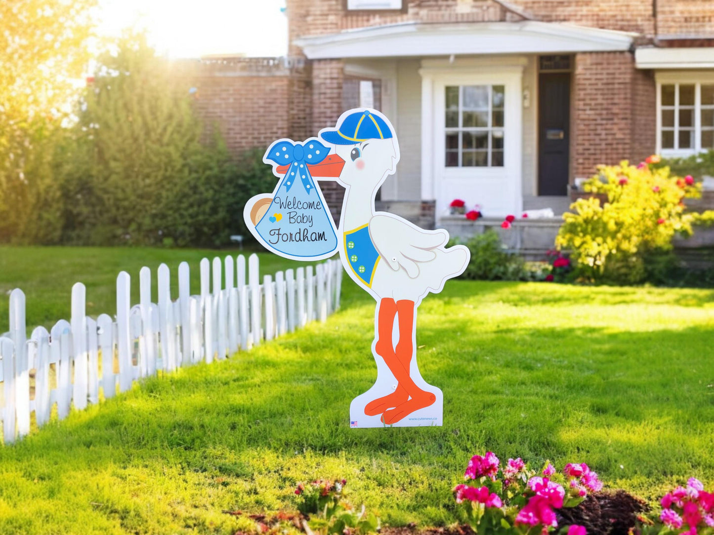 Welcome Home Baby, Yard Stork Sign, It's a Boy Stork Yard Sign, Personalized Baby Announcement, Newborn Birth Arrival Decoration, 4 ft tall