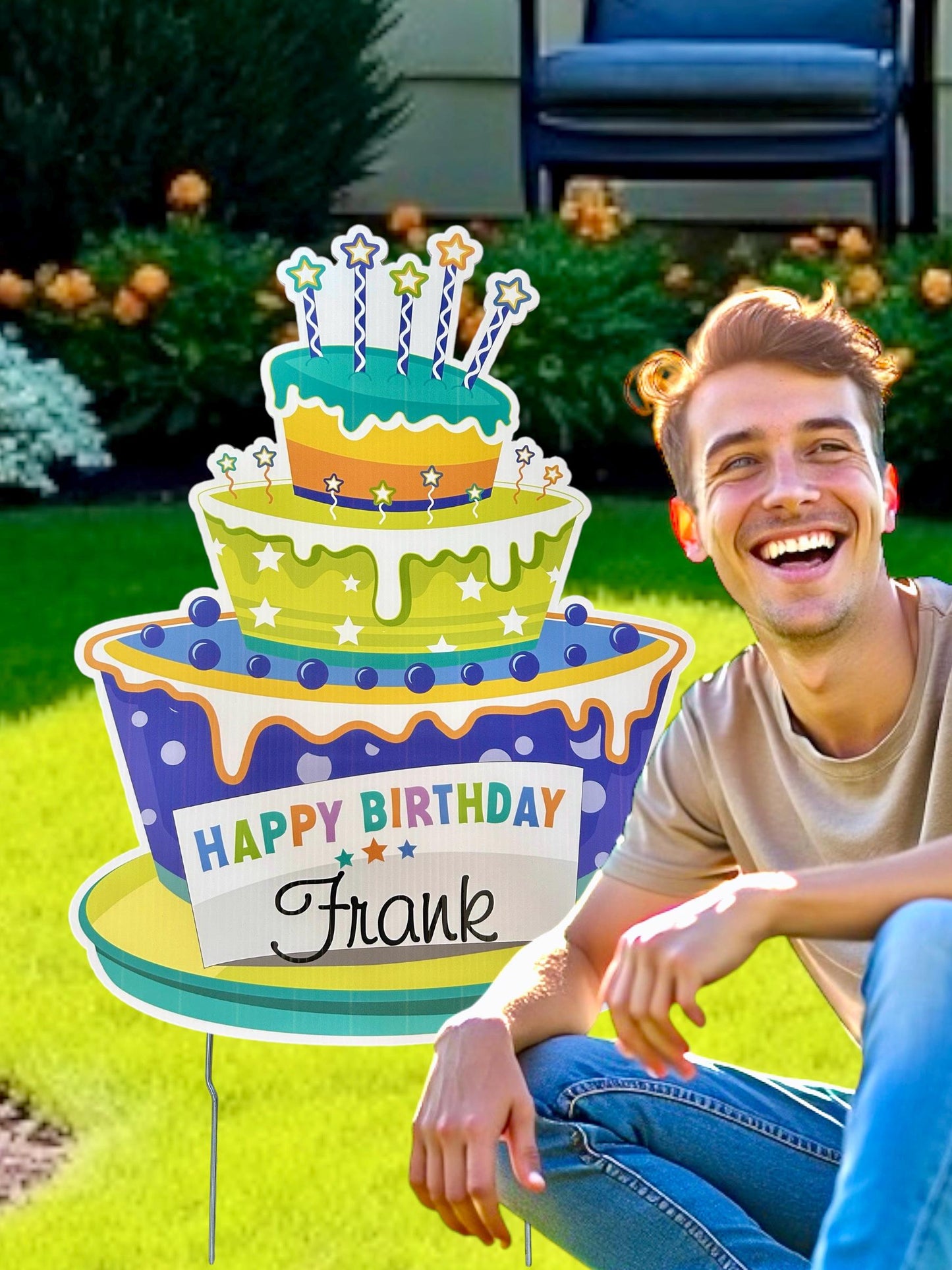 Happy Birthday Cake Yard Signs, Outdoor Custom Birthday Card, Personalized Lawn Decoration, Honk It's My Birthday Celebration Decoration Art