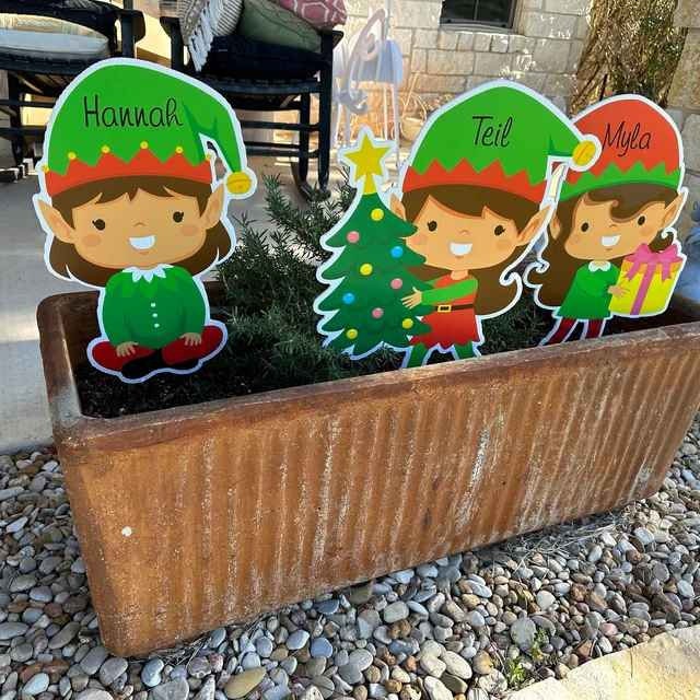 Personalized Christmas Elf Yard Decoration: Custom Holiday Banner - Gift