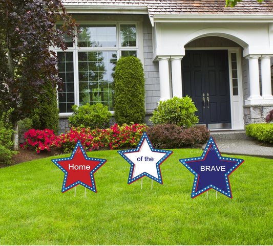 Patriotic Star Lawn Signs: 4th of July Party Decor - Set of 3