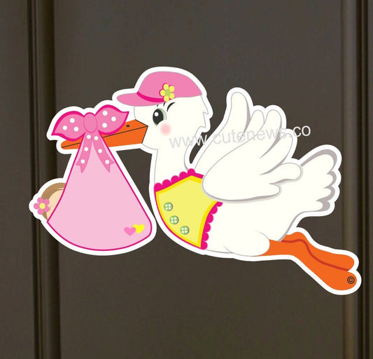 Personalized Stork Sign: Baby Announcement, Outdoor Door Hanger Decor