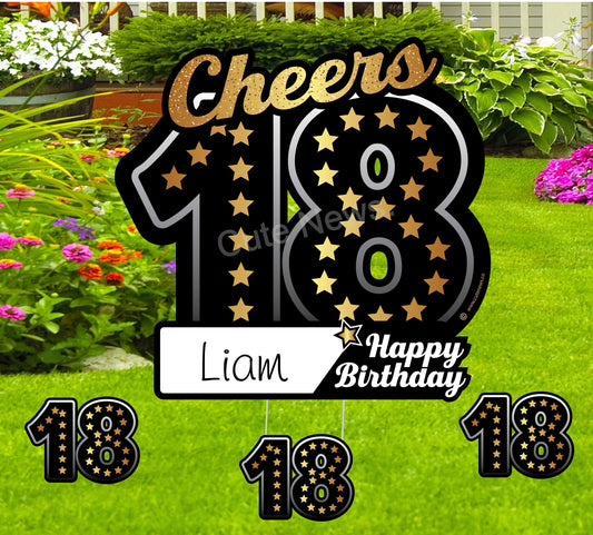 Personalized 18th Birthday Yard Sign: Celebration Outdoor Lawn Decor Kit