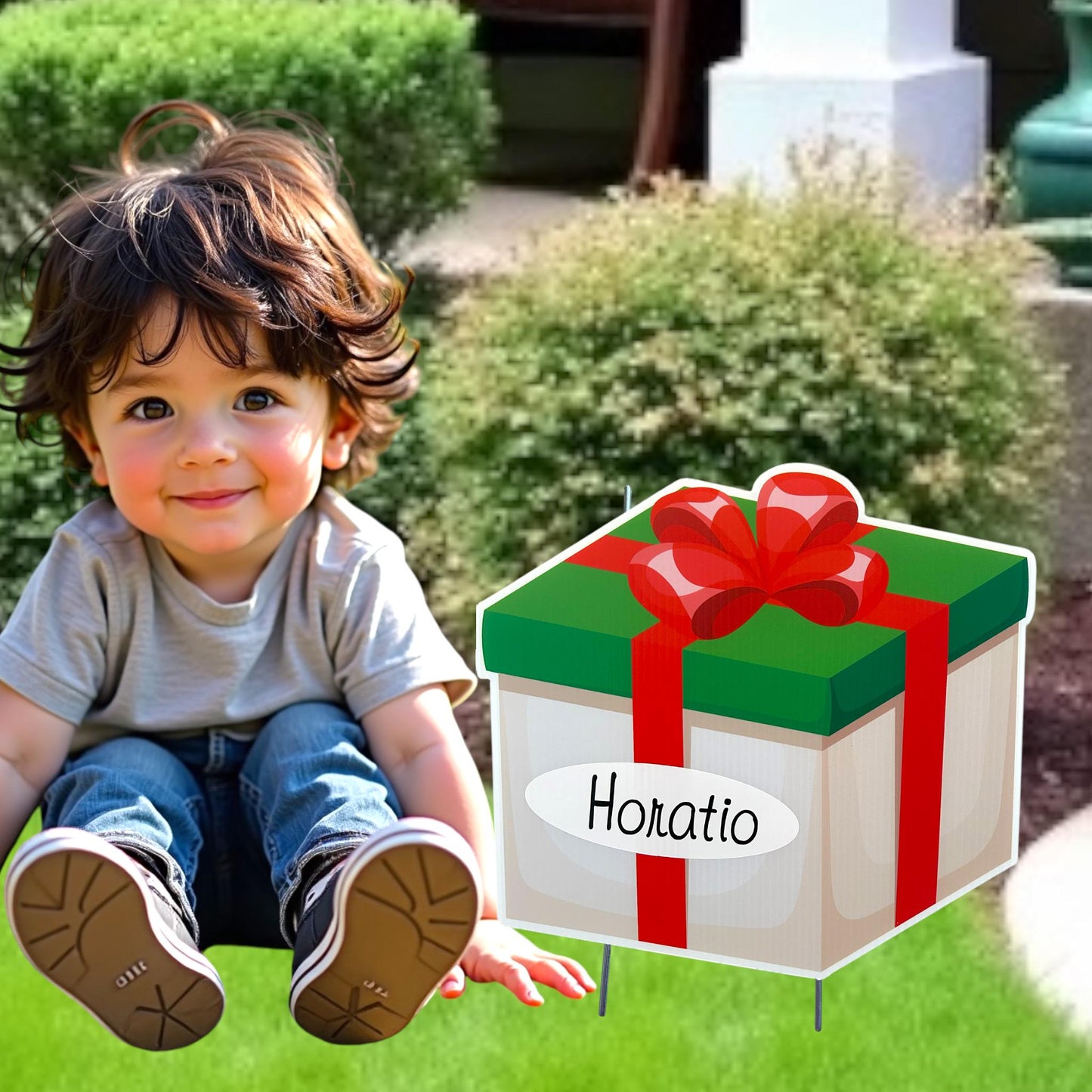 Personalized Christmas Presents Yard Sign Sets Outdoor Holiday Gift Lawn Ornament Custom Name Party Decoration Cutout Banner Greeting Card