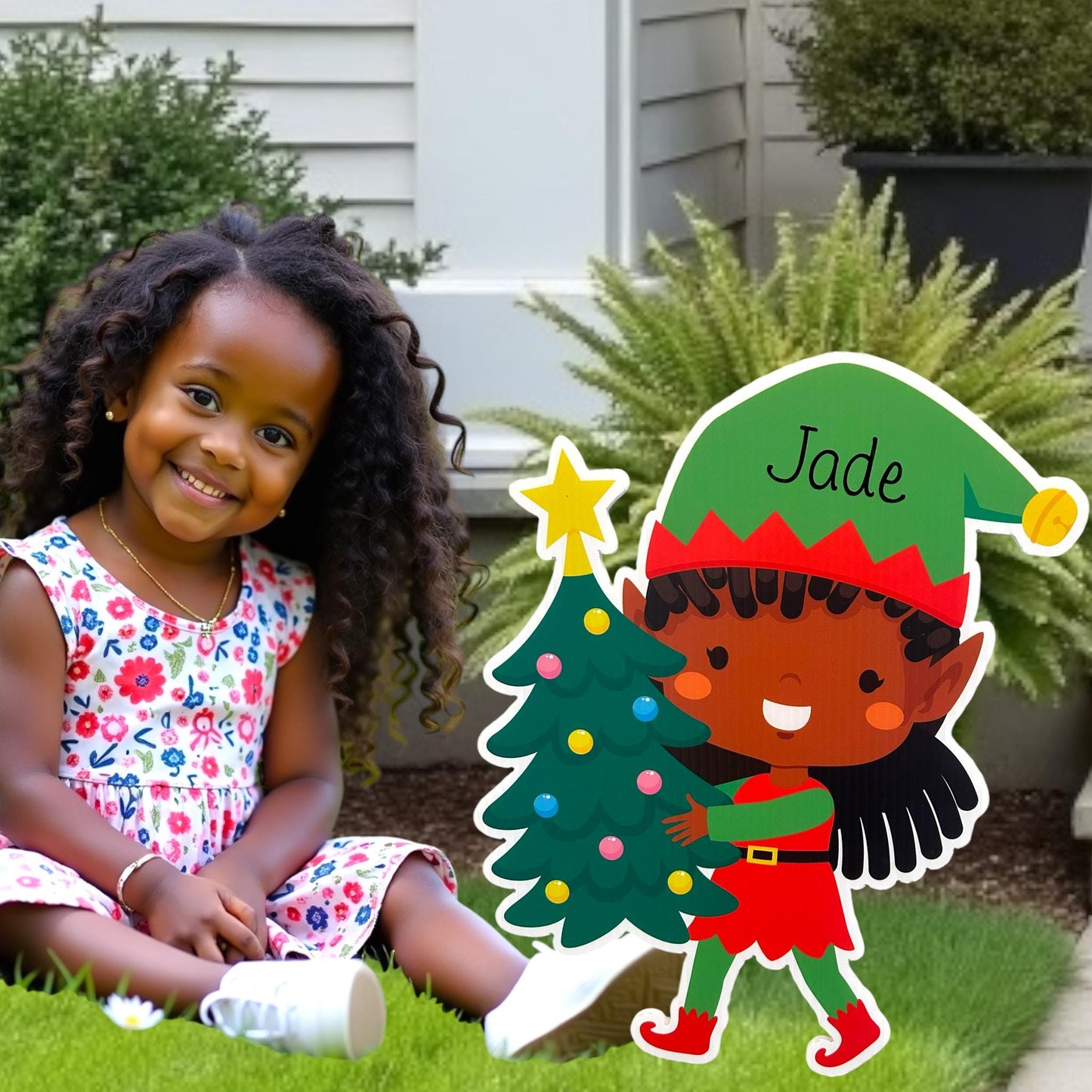 Personalized Elf Christmas Yard Sign: Holiday Lawn Art - Outdoor Decorations