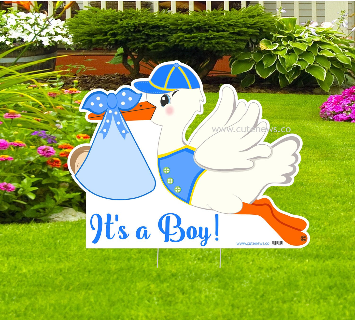 It's a Boy Stork Yard Sign: Newborn Welcome Home Announcement