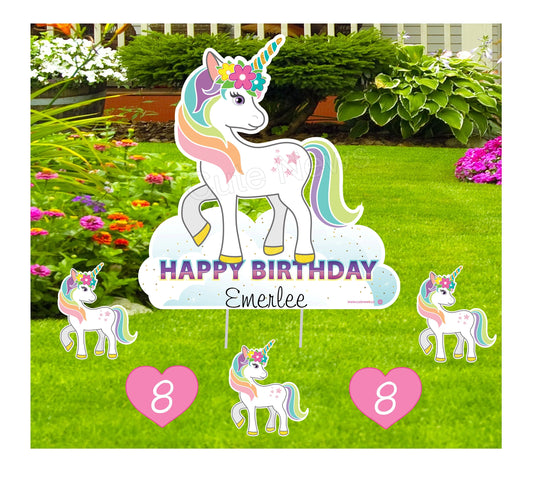 Personalized Unicorn Birthday Yard Sign: Rainbow Party Decoration