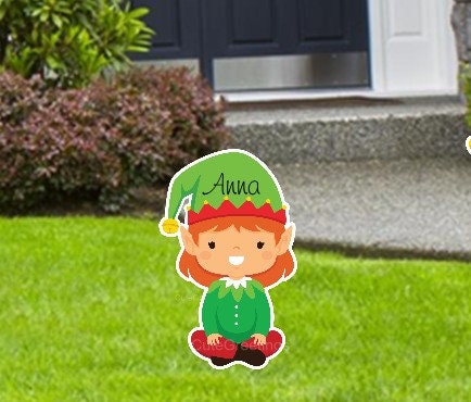 Personalized Christmas Elf Yard Sign: Multicultural Holiday Outdoor Decor