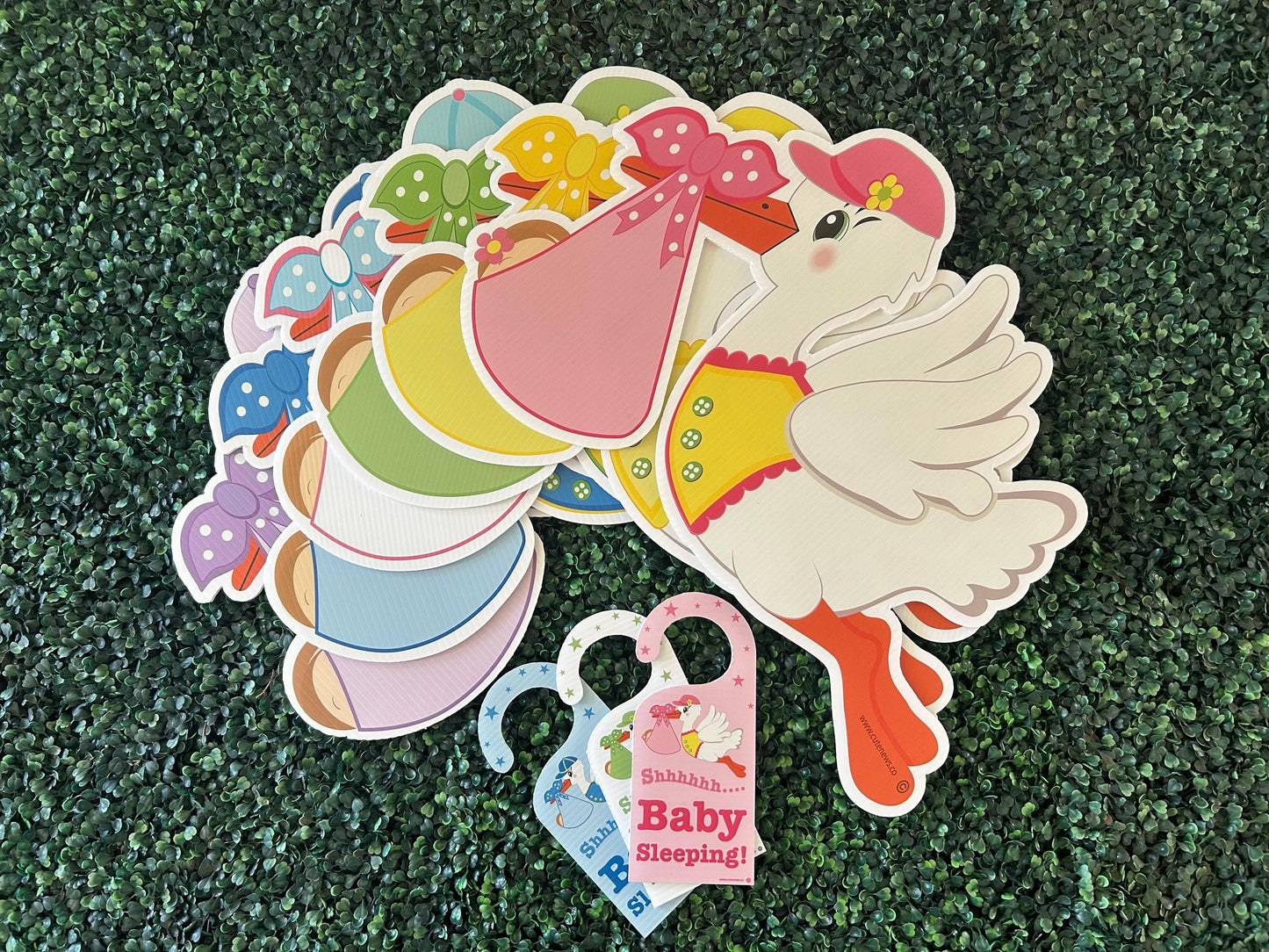 Welcome Home Baby Stork Sign: Hospital Door Hanger - Newborn Outdoor Decoration