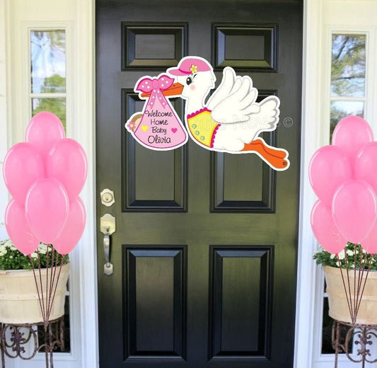Welcome Home Baby Sign, Stork Decoration Signs, Its a Girl Announcement, Shower Door Decor, Hospital Newborn Wreath, It's a Boy Custom Gift