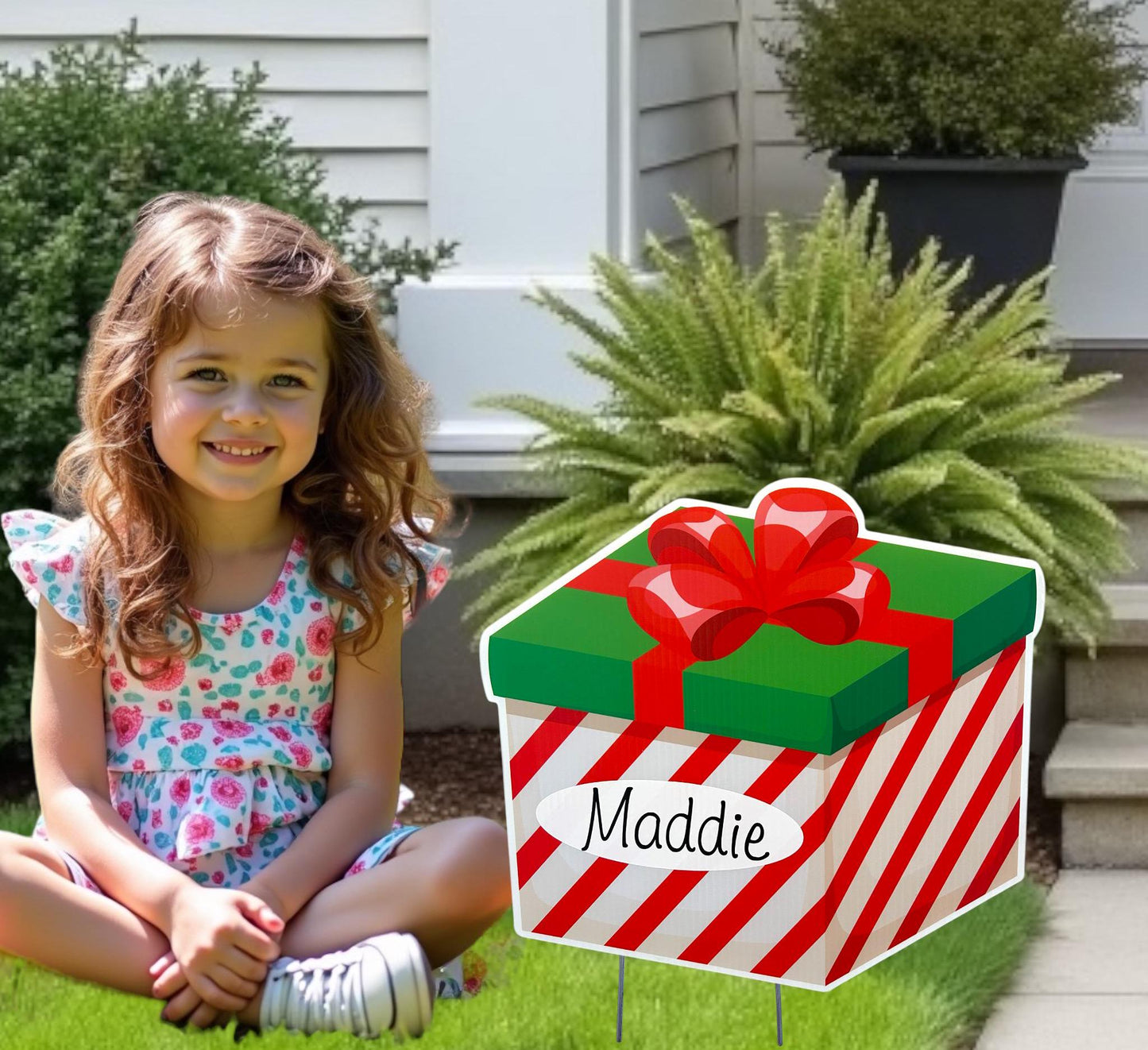 Personalized Christmas Present Yard Sign: Outdoor Holiday Decor