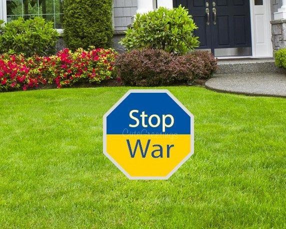 I am with Ukraine Yard Art, Patriotic Heart Flag Yard Sign, Blue, Yellow Lawn Decoration Card Cutout, Indoor/Outdoor Decor with Stakes, Gift