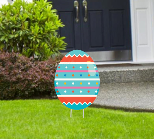 Easter Egg Yard Sign: Outdoor Holiday Lawn Decor with Stakes