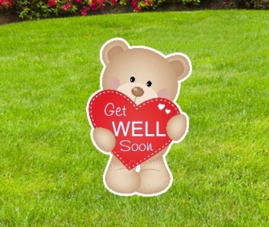 Get Well Soon Heart Yard Sign: Outdoor Lawn Decoration