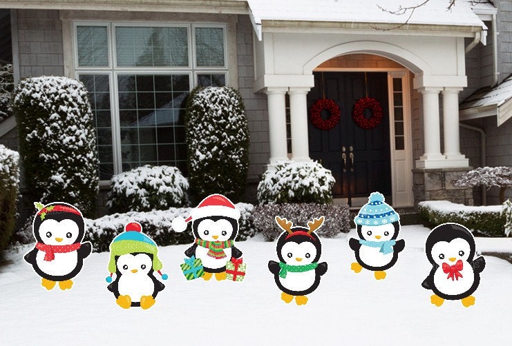 Penguin Christmas Yard Signs: Holiday Lawn Art Decor with Stakes