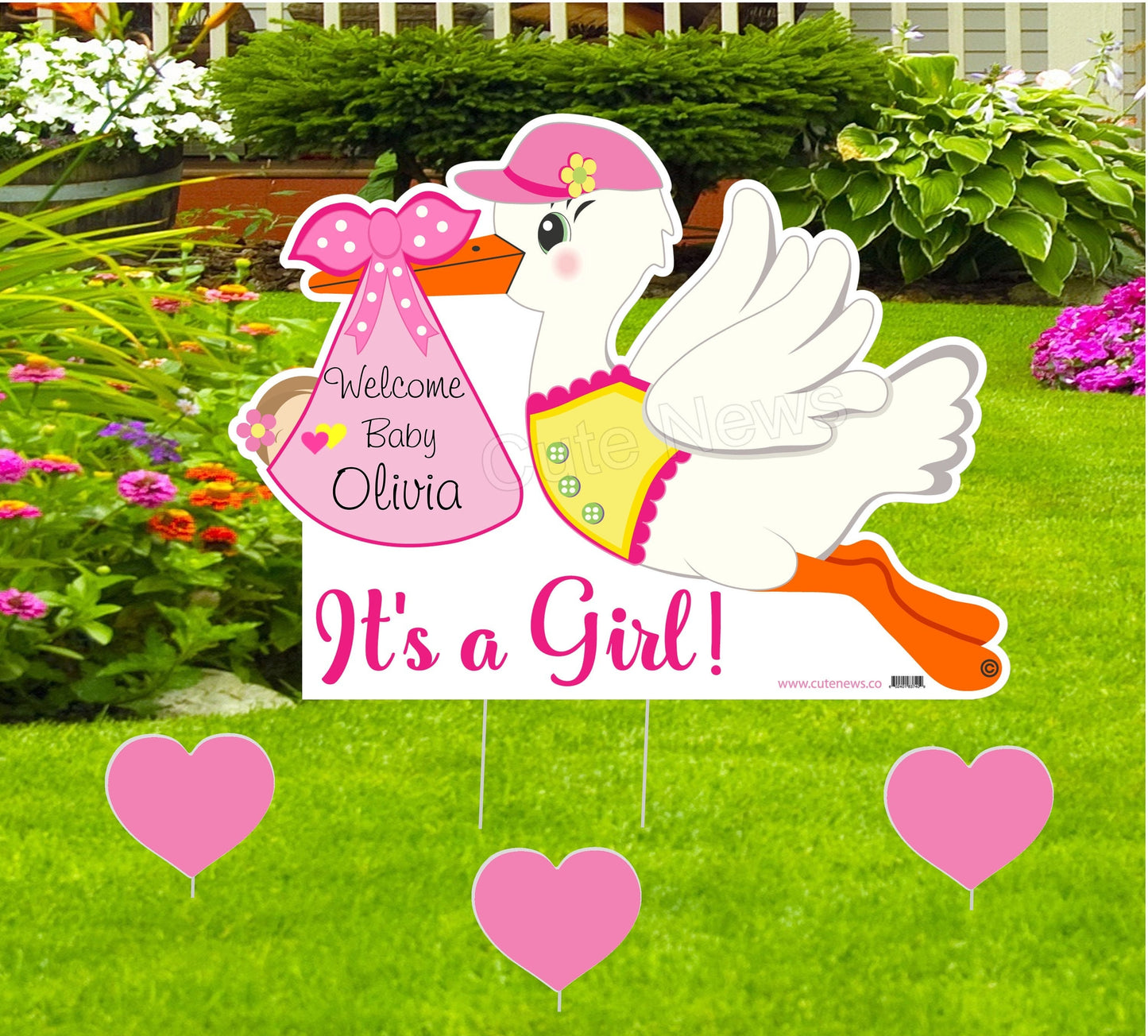 Welcome Home Baby Stork Yard Sign: New Arrival Announcement - Outdoor Lawn Decor