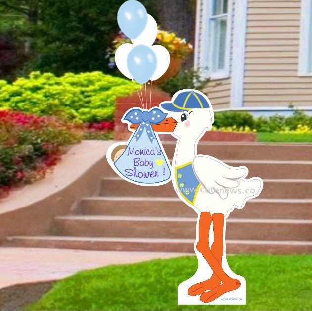 Stork Baby Shower Yard Sign: Outdoor Lawn Decoration, 4 ft Tall