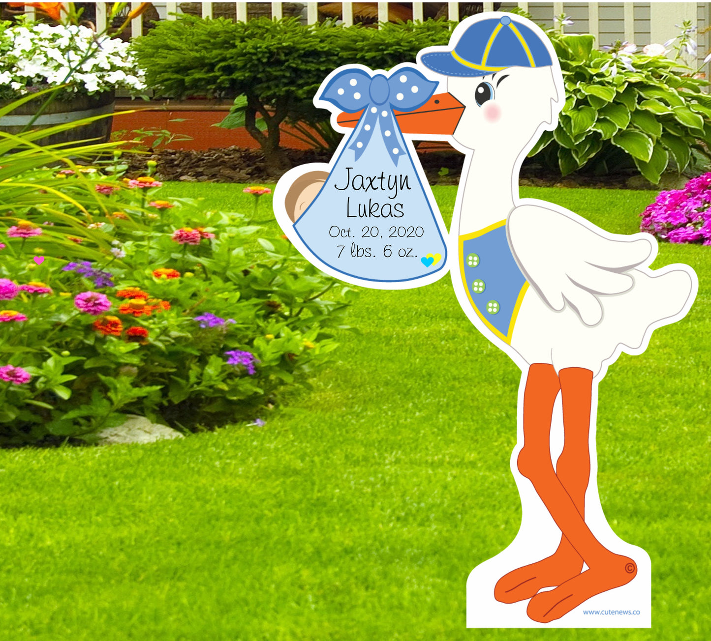 Welcome New Baby Yard Stork Sign, Custom Birth Stats It's a Boy Lawn Announcement, Personalized Newborn Arrival Decoration Gift, 4 feet tall