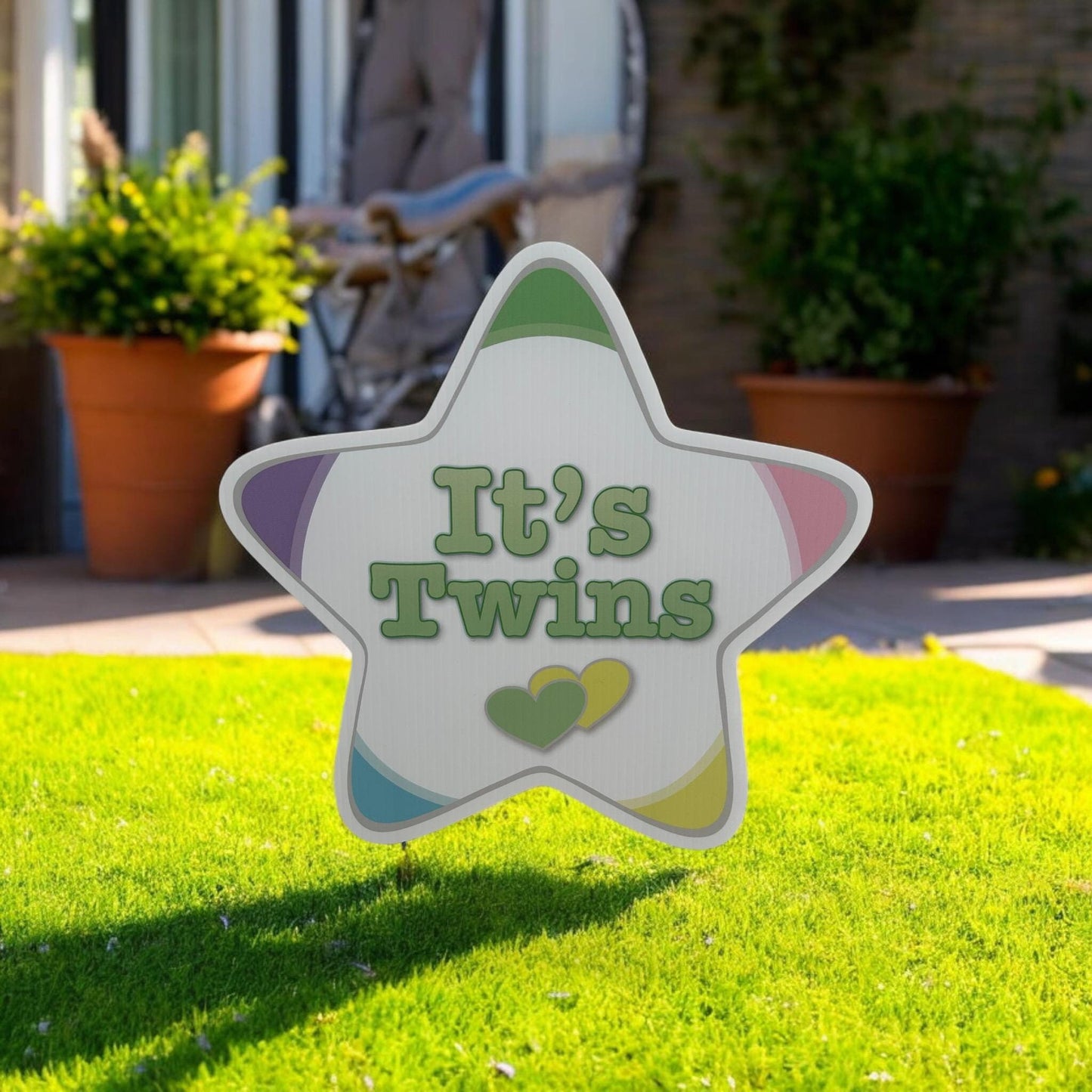 Twins/Triplets Star Yard Sign: Welcome Home Baby Announcement