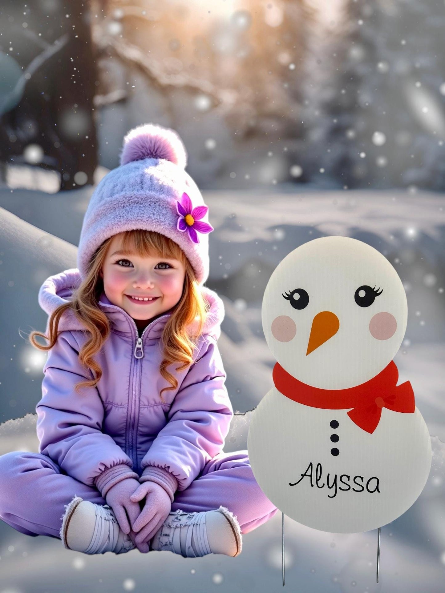 Personalized Snowmen or Elves Christmas Yard Sign: Holiday Outdoor Decoration, Set of 7