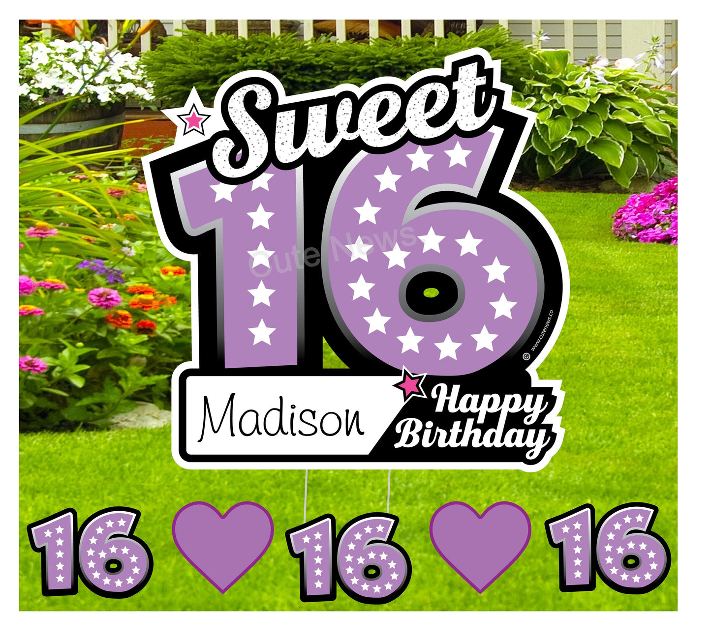 Personalized 16th Birthday Yard Sign: Custom Lawn Decoration - Outdoor Party Decor