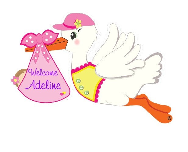 Personalized Baby Stork Sign: Newborn Announcement, Welcome Home Decor