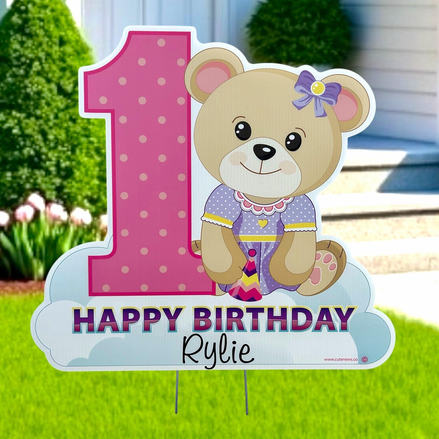 Happy 1st Birthday Boy or Girl, Teddy Bear Yard Sign, Little Sailor Theme,  First Birthday Lawn Card, Outdoor Party Decoration, Custom Gift