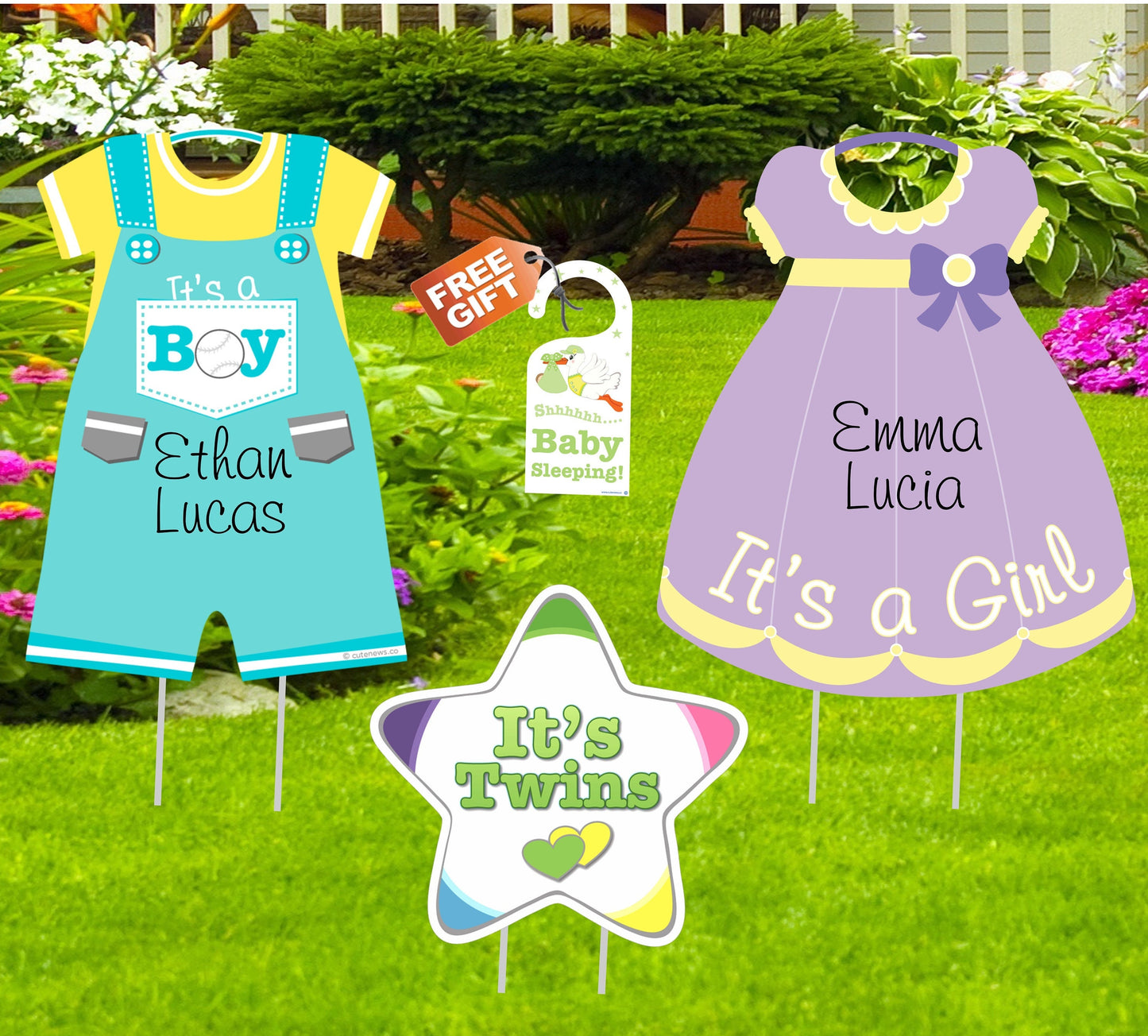 It’s Twins Baby Yard Sign, Welcome Home Baby Banner, Newborn Twin Girls, Personalized Birth Announcement Decor, Hospital Sign, New Baby Gift