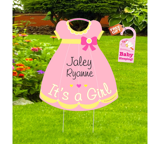 It's a Girl Yard Sign: Stork Baby Announcement, Custom Lawn Decoration