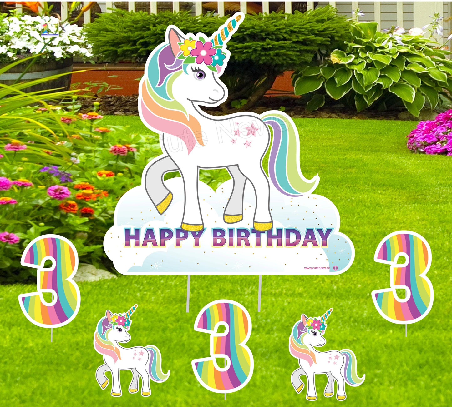 Personalized 1st Birthday Unicorn Yard Sign: Outdoor Party Decor