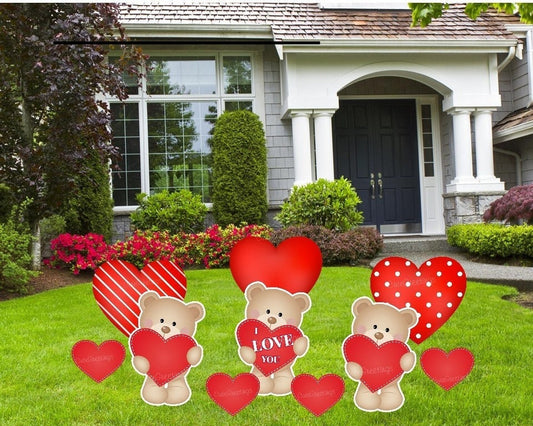 Valentine's Day Yard Signs: Heart & Bear Lawn Decorations