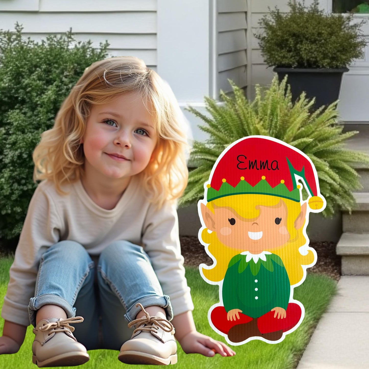 Personalized Christmas Elf Yard Sign: Holiday Lawn Decoration - Christmas Gift