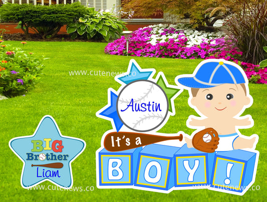 Baseball Baby Announcement Sign: Custom Newborn Welcome Home Decoration