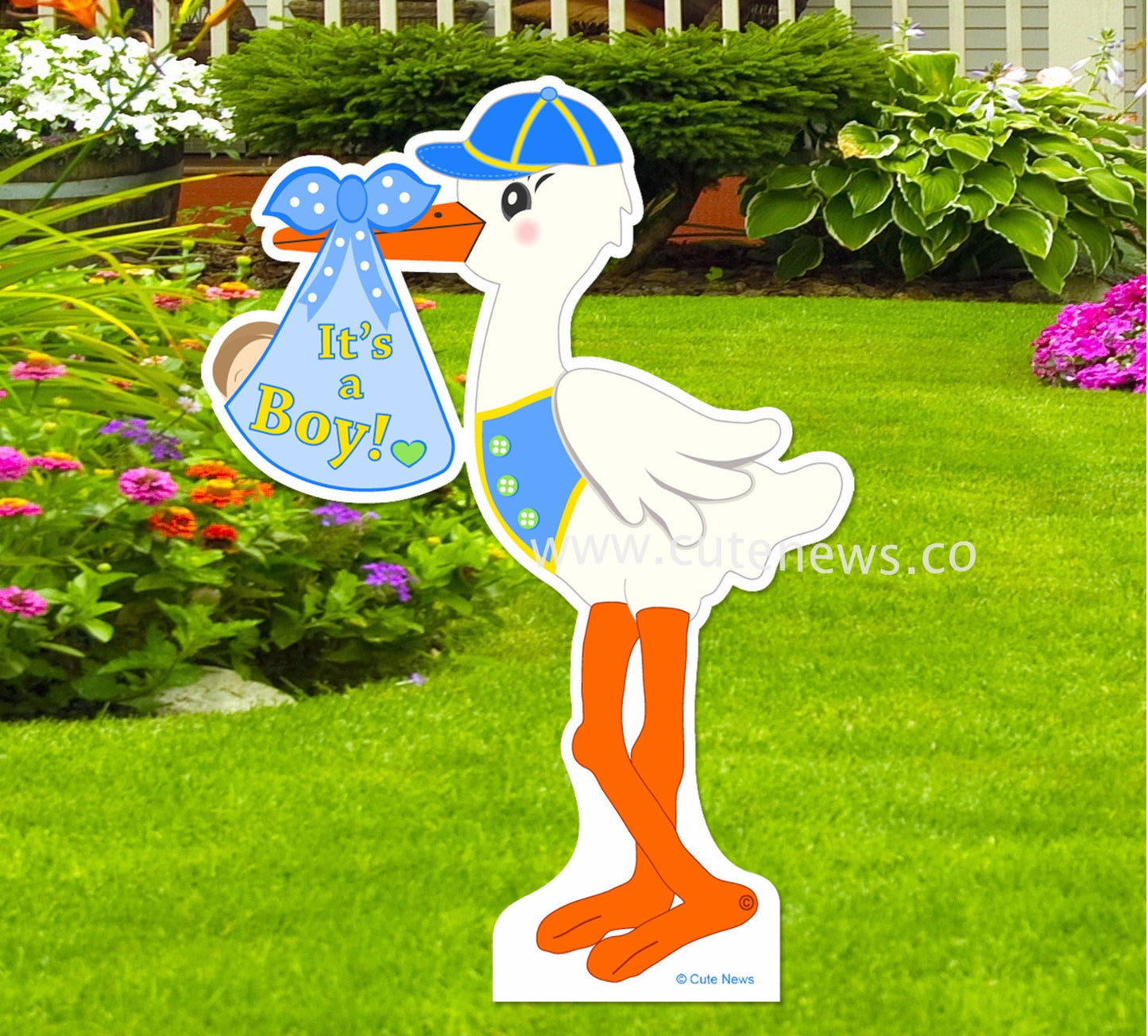 It's a Boy Stork Yard Sign, Stork Sign, Baby Announcement Sign, Lawn Stork, Newborn Boy Decoration, Welcome Home Birth Arrival, 4 ft Tall