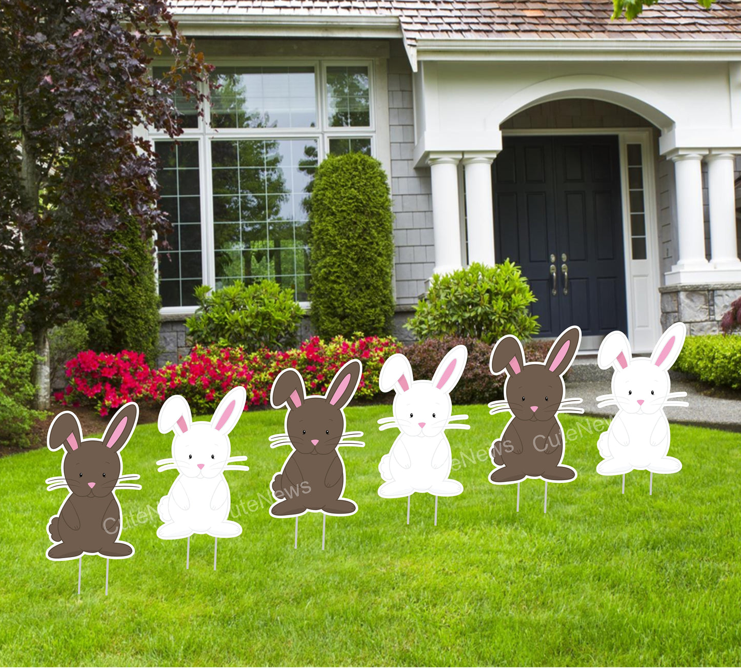 Easter Bunny Yard Decor: Spring Lawn Signs, Set of 6