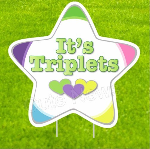 Triplet Baby Announcement Yard Signs: Welcome Home Storks, Outdoor Lawn Decoration