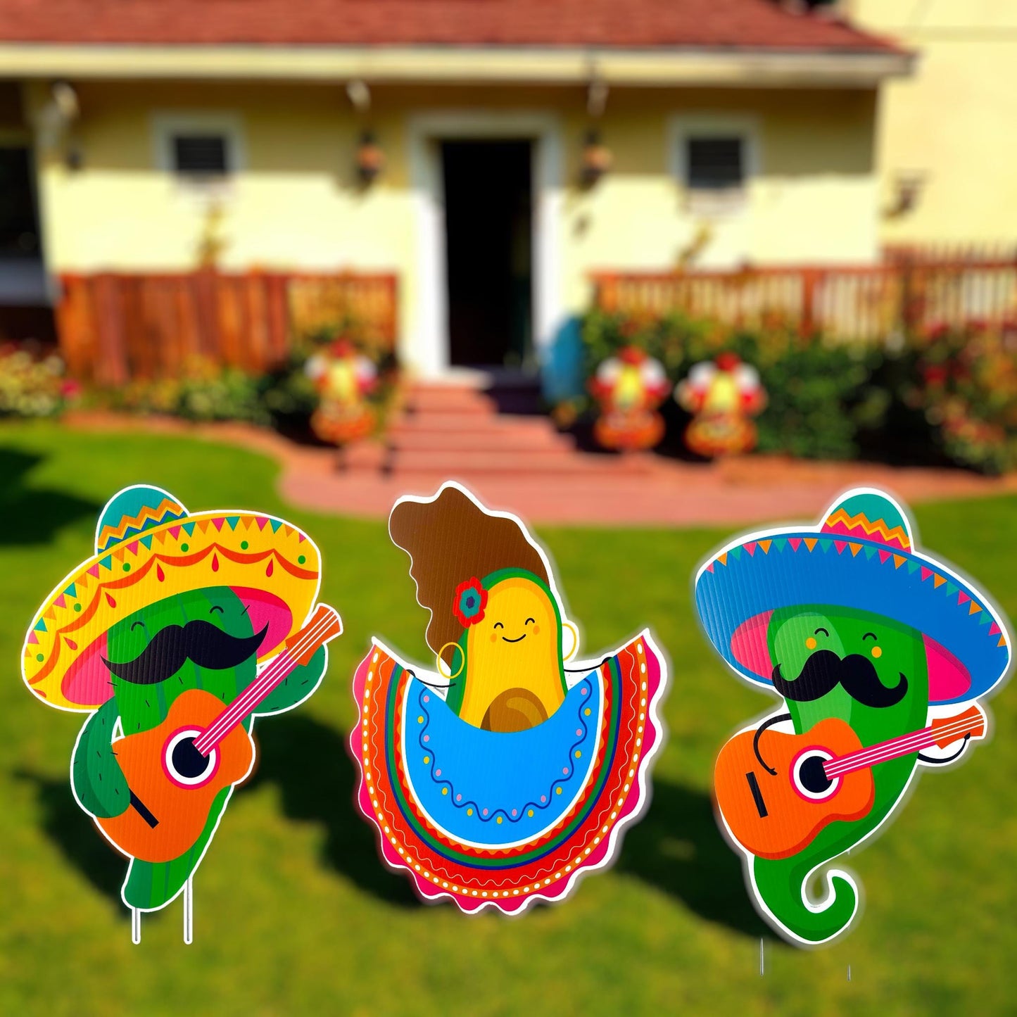 Mexican Fiesta Yard Signs: Mariachi Jalapeño Outdoor Party Decor