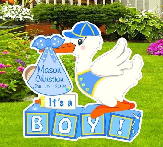 Personalized Stork Yard Sign: Newborn Baby Announcement Lawn Decor