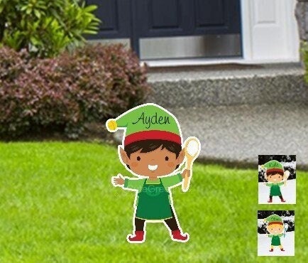 Personalized Christmas Elf Yard Sign: Holiday Lawn Decoration - Santa's Helper Lawn Card