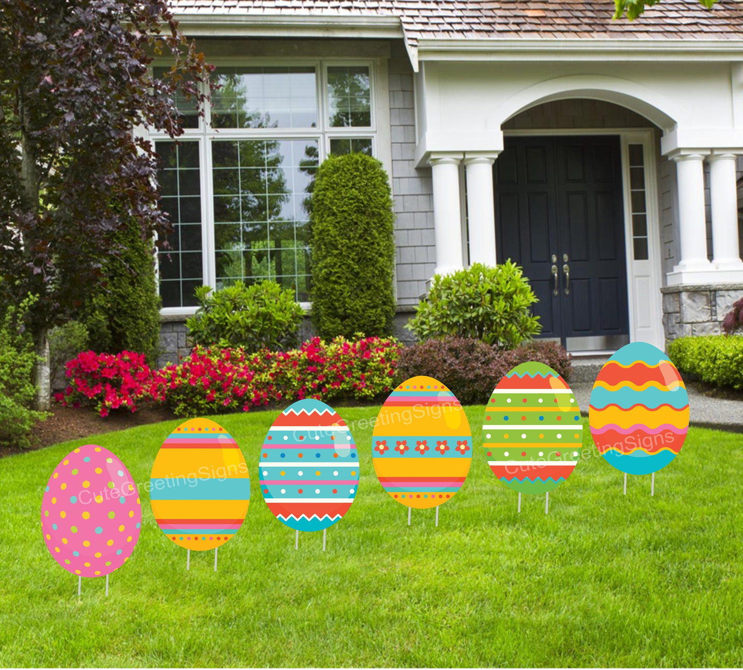 Easter Eggs Outdoor Yard Signs Holiday Lawn Celebration Art Personalized Easter Ornament Garden Cards Party Decorations with Metal Stakes