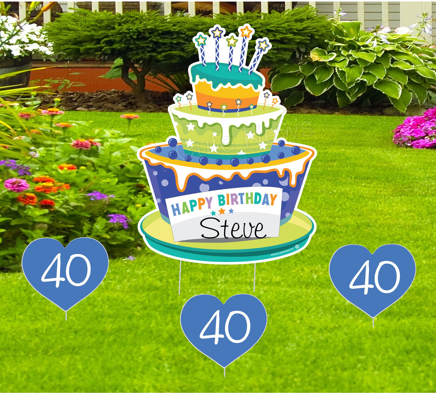 Personalized Birthday Cake Yard Sign: Custom Lawn Decoration - Gift for Him or Her